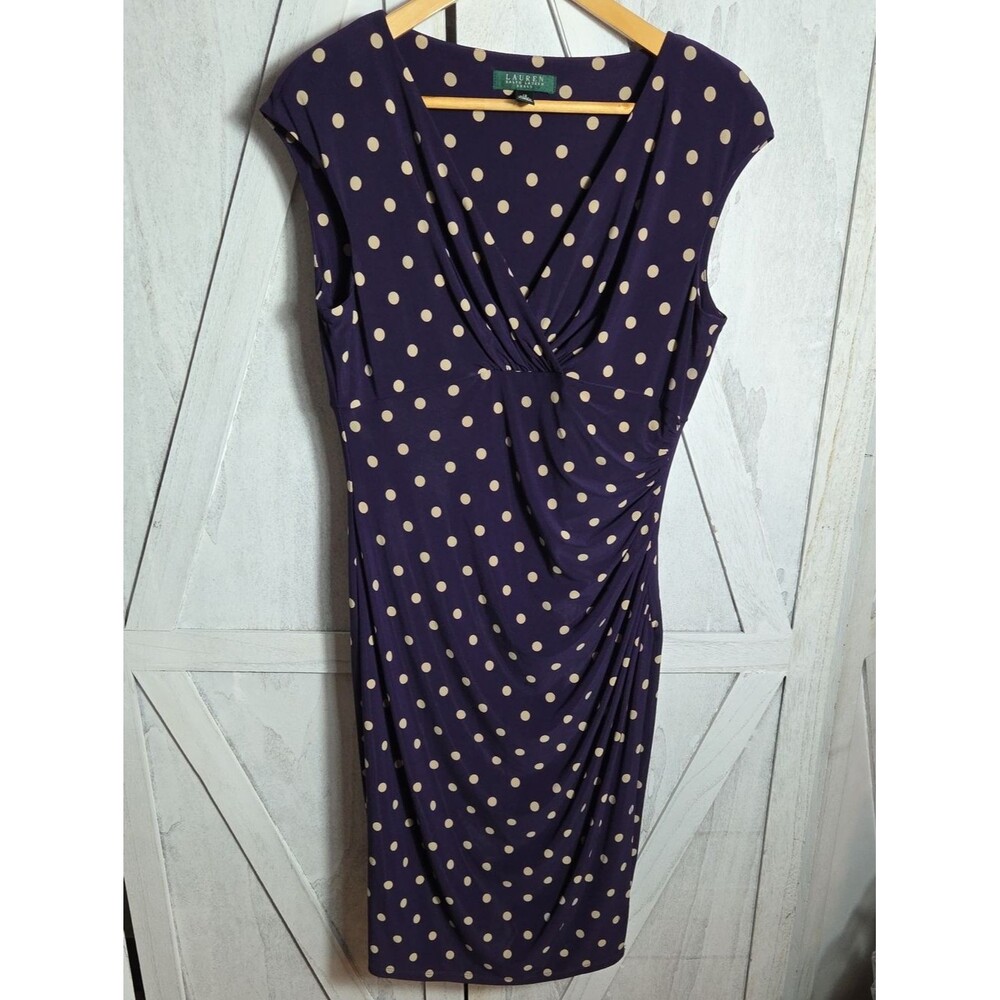 Lauren Ralph Lauren Purple Polka Dot Dress Size 12